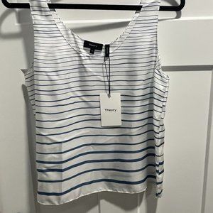 THEORY Stripe silk tank top